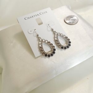 Charter Club Silver-Tone Stone Teardrop Earrings